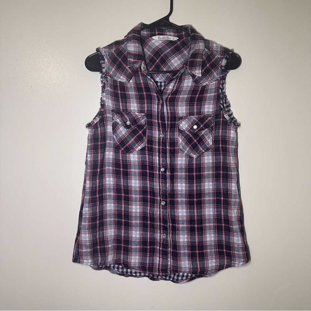 Vanilla Star Blue and Red Plaid Top